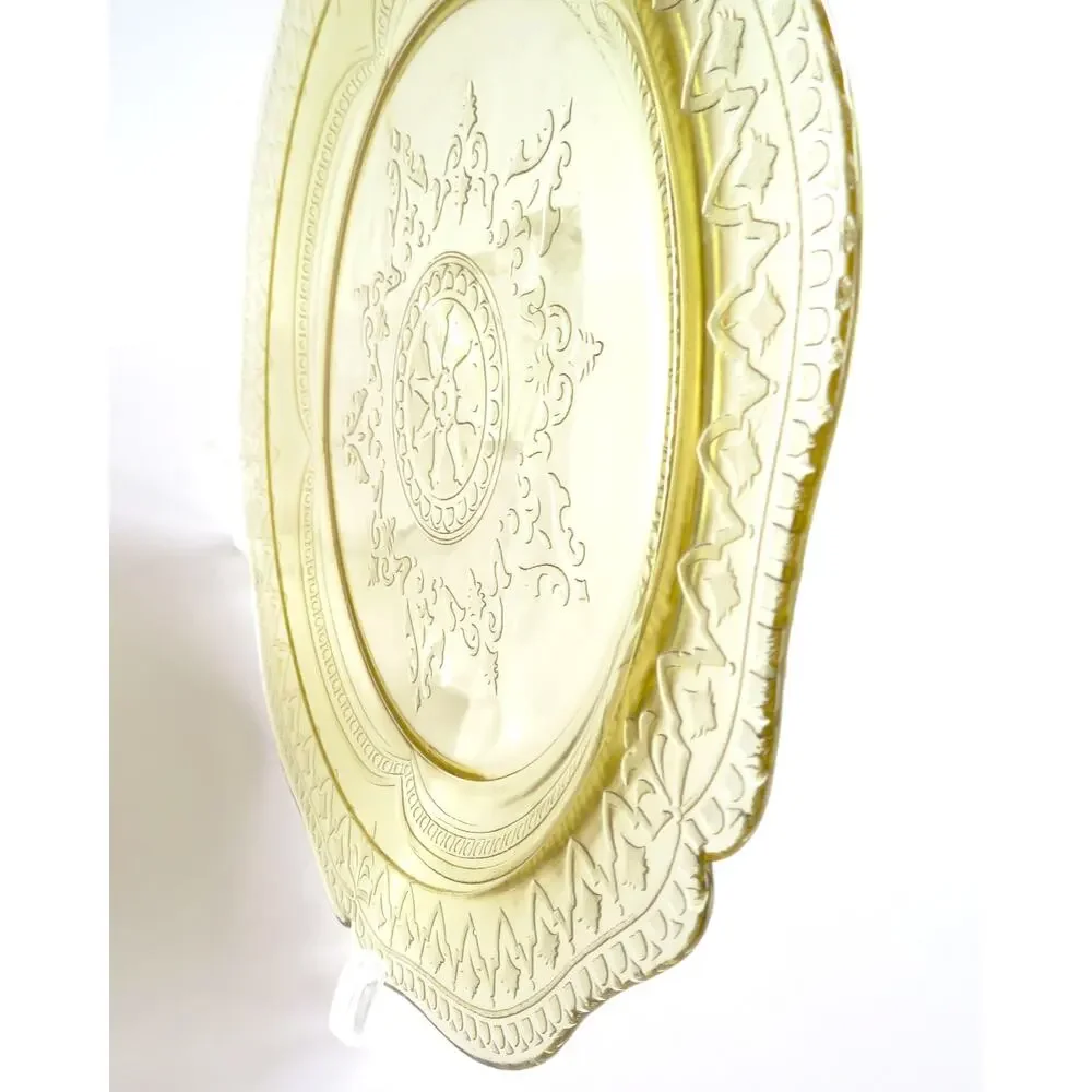 Vintage Federal Patrician Spoke Depression Glass Amber Yellow Dinner Plate 11